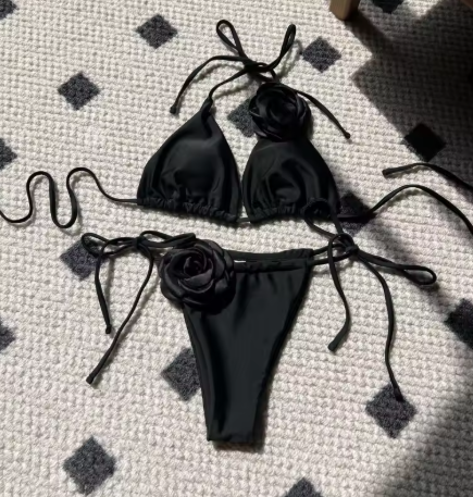Strapless Brazilian Thong Bikini Set Solid Color Two Piece Swimsuit